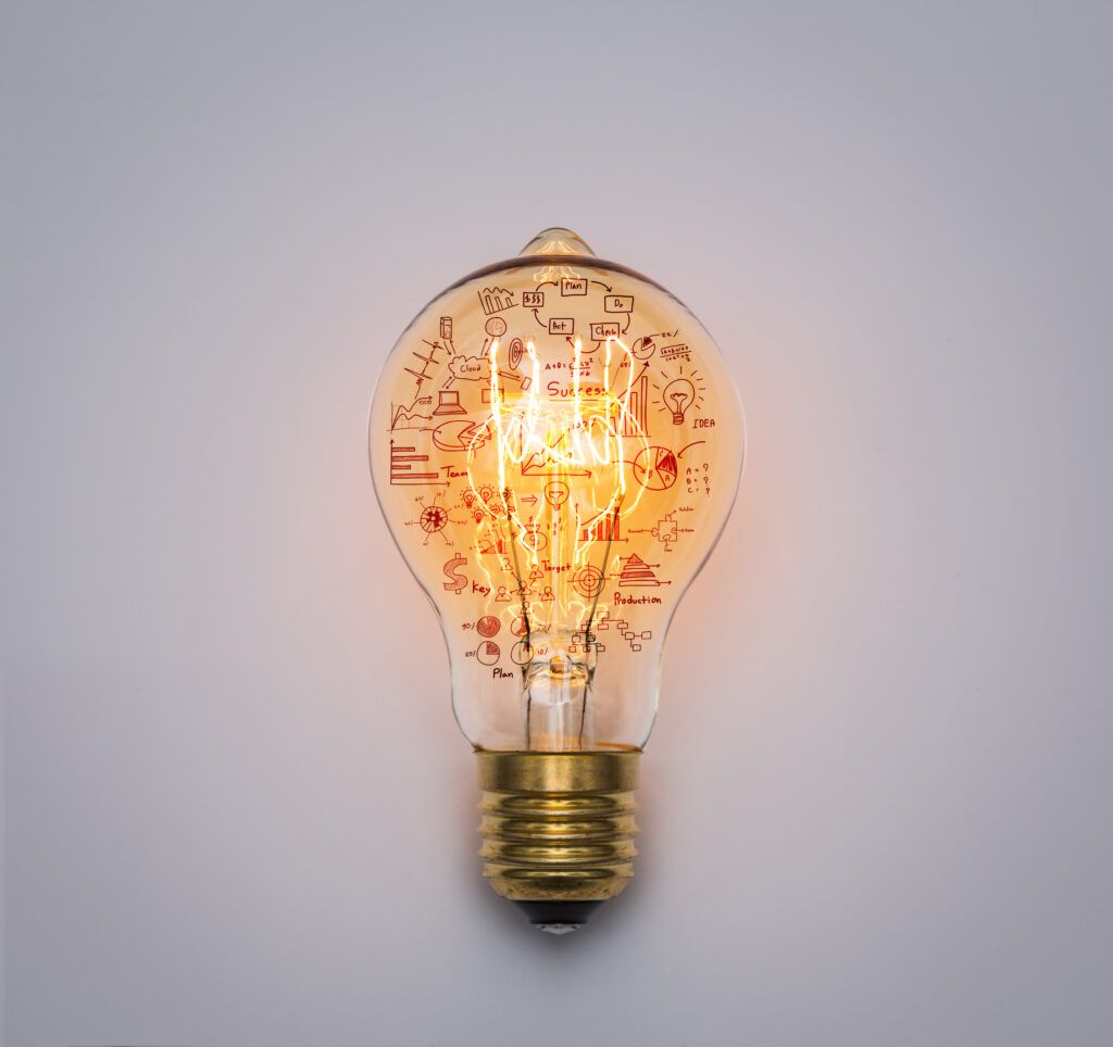 Light bulb with drawing graph